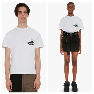 JW Anderson Eye Embroidered T Shirt in White